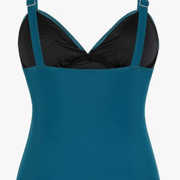 Firpearl Womens Underwire Tankini Top Only Twist V Neck Swimsuits - Picture 2 of 6